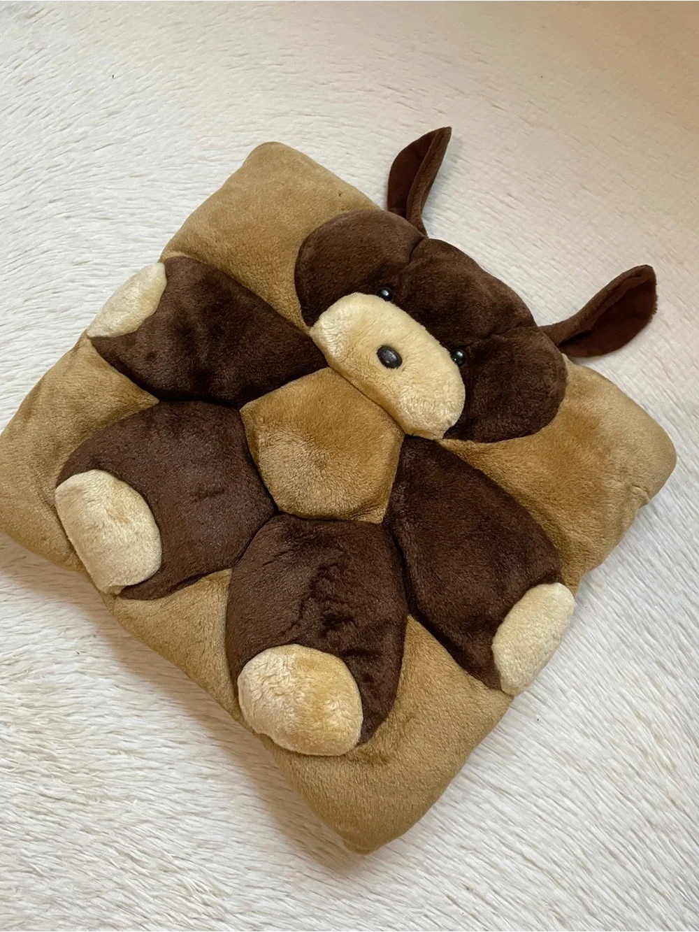 Vintage 3D style Brown Plush Teddy Bear Cushion Pillow